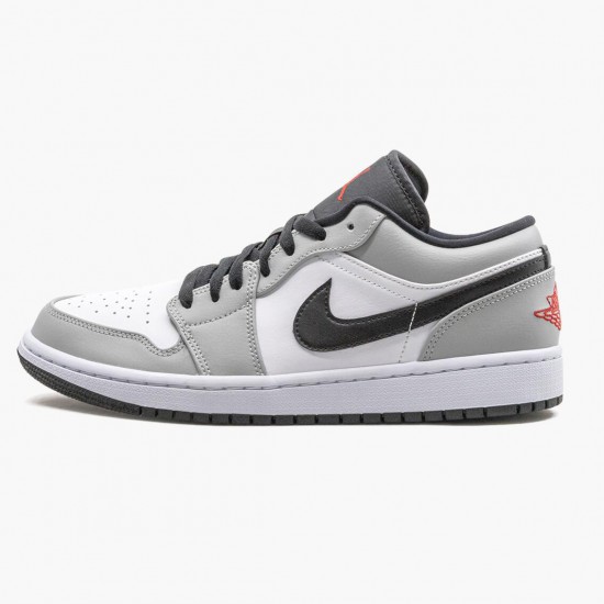 Kicksonfire Jordan 1 Retro Low Light Smoke Grey Lt Smoke Grey/Gym Red White 553558-030