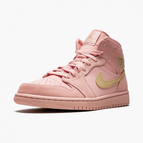 Kicksonfire Jordan 1 Mid Coral Gold Coral StardustClub/Gold/Black 852542-600