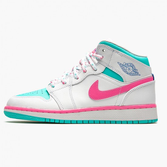 Kicksonfire Jordan 1 Mid Digital Pink WhiteDigital Pink Aurora Gree 555112-102