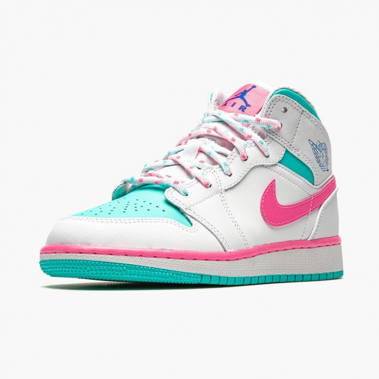 Kicksonfire Jordan 1 Mid Digital Pink WhiteDigital Pink Aurora Gree 555112-102