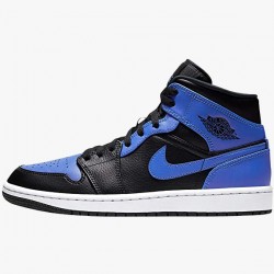 Kicksonfire Jordan 1 Mid Hyper Royal Tumbled Leather Black/Hyper Royal-White 554724-077