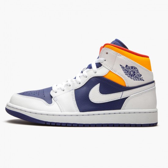 Kicksonfire Jordan 1 Mid Royal Blue Laser Orange White/Deep Royal Blue/Track Red/Laser Orange 554724-131