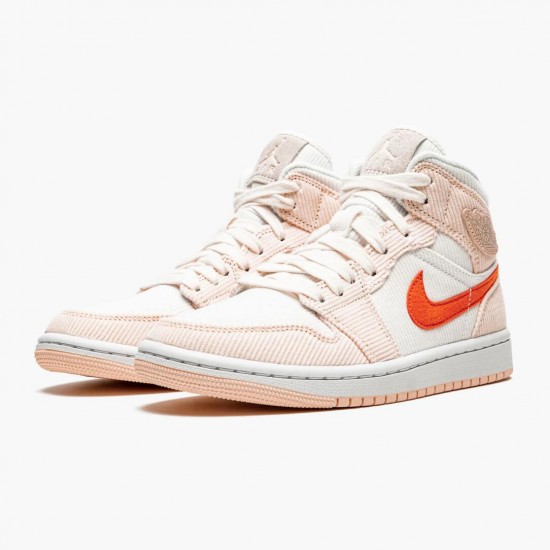 Kicksonfire Jordan 1 Mid SE Corduroy Sail Sail/Orange Quartz/White/Orange DA8009-108