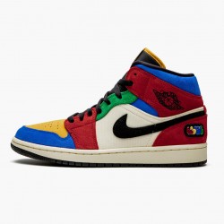 Kicksonfire Jordan 1 Mid SE Fearless Blue the Great Muslin/Varsity Red-Royal-Taxi-Black CU2805-100