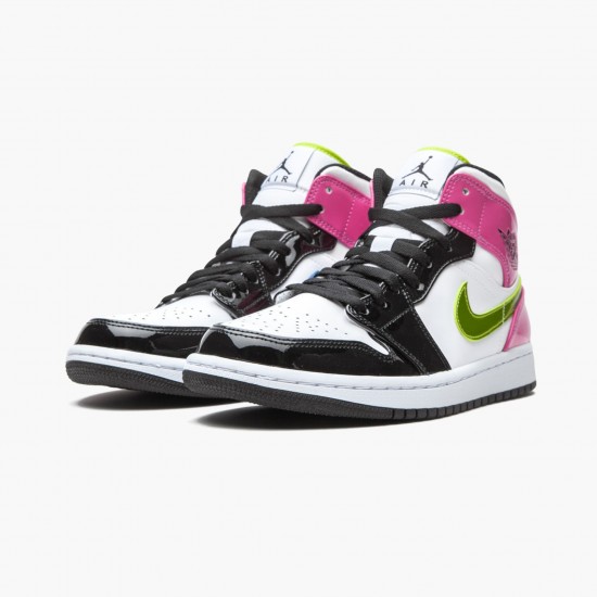 Kicksonfire Jordan 1 Mid White Black Cyber Pink  White/Black/Cyber Pink CZ9834-100