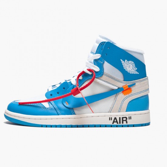 Kicksonfire Jordan 1 Retro High Off-White University Blue White/Dark Powder Blue Cone AQ0818-148