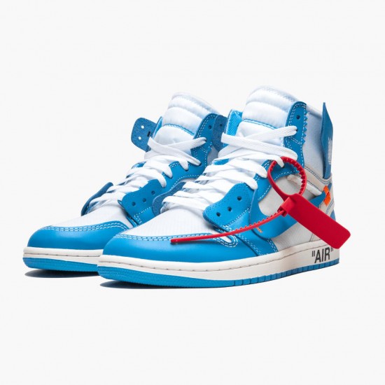 Kicksonfire Jordan 1 Retro High Off-White University Blue White/Dark Powder Blue Cone AQ0818-148