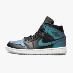 Kicksonfire Jordan 1 Mid Iridescent Black Black/Pale Ivory/Multi Color  BQ6472-009