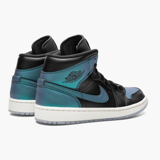 Kicksonfire Jordan 1 Mid Iridescent Black Black/Pale Ivory/Multi Color  BQ6472-009