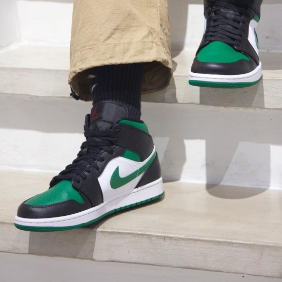 Kicksonfire Jordan 1 Mid Pine Green Black/Gym Red/White/Pine Green  554724-067