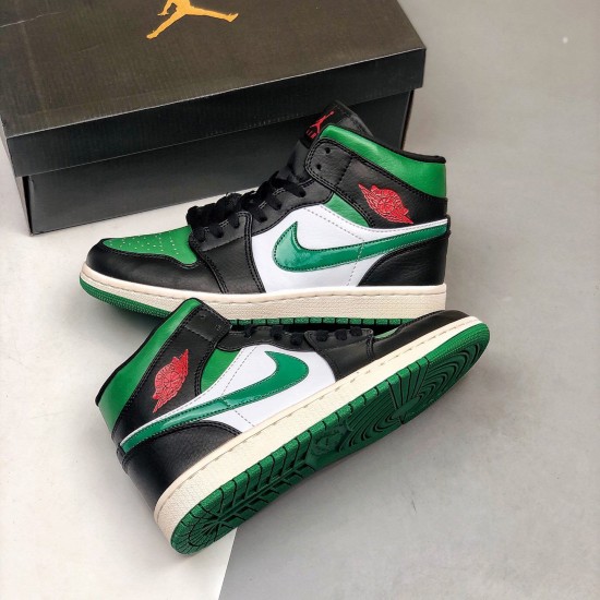 Kicksonfire Jordan 1 Mid Pine Green Black/Gym Red/White/Pine Green  554724-067