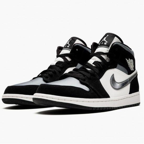 Kicksonfire Jordan 1 Mid Satin Grey Toe Black/Anthracite Sail  852542-011