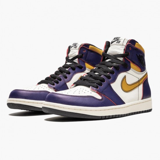 Kicksonfire Jordan 1 Retro High OG Defiant SB LA to Chicago Purple/Sail University Gold Bl  CD6578-507