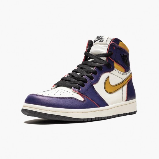 Kicksonfire Jordan 1 Retro High OG Defiant SB LA to Chicago Purple/Sail University Gold Bl  CD6578-507