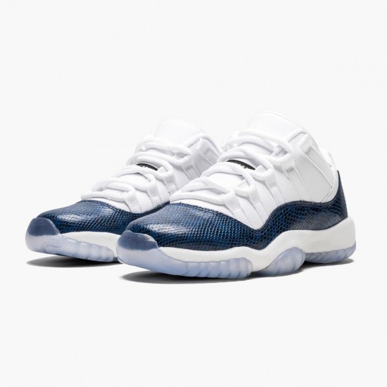 Kicksonfire Jordan 11 Low Navy Snakeskin Whiite/Black/Navy Black CD6847-102