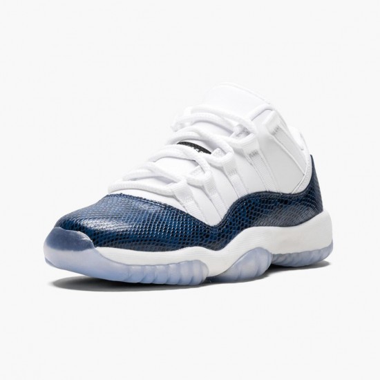 Kicksonfire Jordan 11 Low Navy Snakeskin Whiite/Black/Navy Black CD6847-102