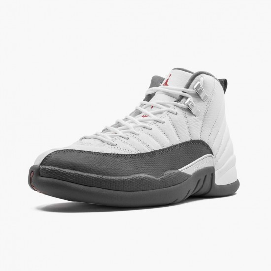 Kicksonfire Jordan 12 Retro White Dark Grey   White/Dark Grey/Gym Red 130690-160