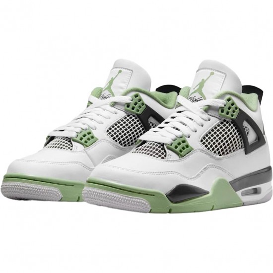 Kicksonfire Jordan 4 Retro White Oil Green Dark Ash White/Seafoam/Dark Ash/Neutral Grey AQ9129-103