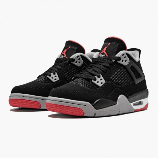 Kicksonfire Jordan 4 Retro Bred 2019 Release Black/Cement Grey/Summit White/Fire Red 308497-060