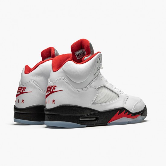 Kicksonfire Jordan 5 Retro Fire Red Silver Tongue True White/Fire Red/Black  DA1911-102