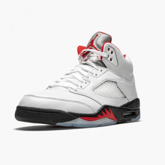 Kicksonfire Jordan 5 Retro Fire Red Silver Tongue True White/Fire Red/Black  DA1911-102