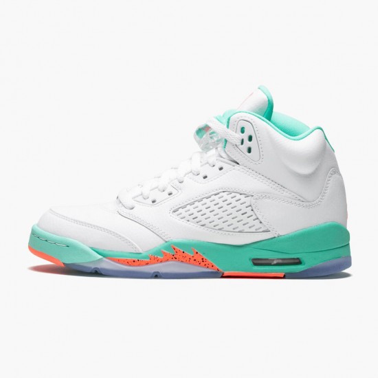 Kicksonfire Jordan 5 Retro Light Aqua White/Crimson Pulse-Light Aqua  440892-100