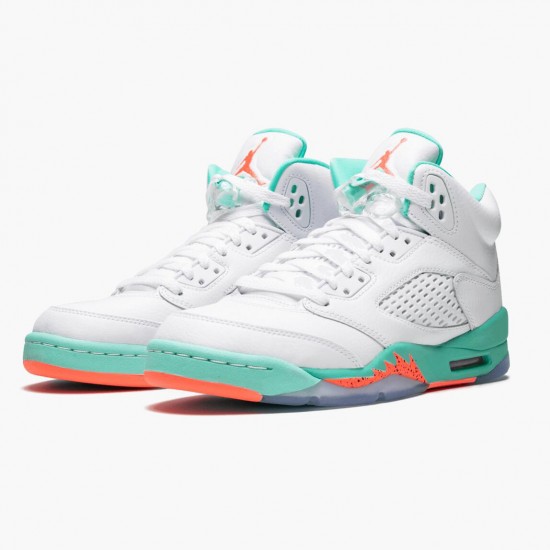 Kicksonfire Jordan 5 Retro Light Aqua White/Crimson Pulse-Light Aqua  440892-100