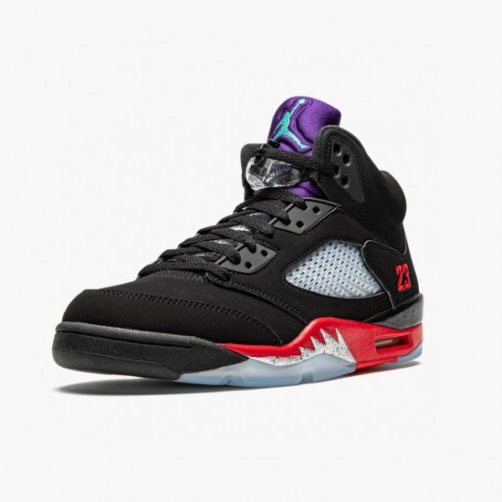 Kicksonfire Jordan 5 Retro Top 3 Black/Fire Red/Grape Ice New E  CZ1786-001