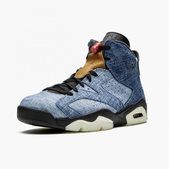 Kicksonfire Jordan 6 Retro Washed Denim Black Sail/Varsity Red/Black 384664-060