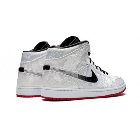 Kicksonfire Air Jordan 1 Mid X CLOT White SILVER SILVER CU2804 100