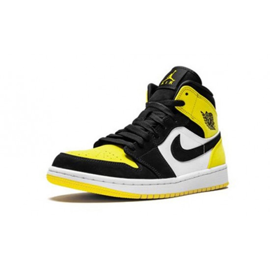 Kicksonfire Air Jordan 1 Mid Yellow Toe BLACK 852542 071