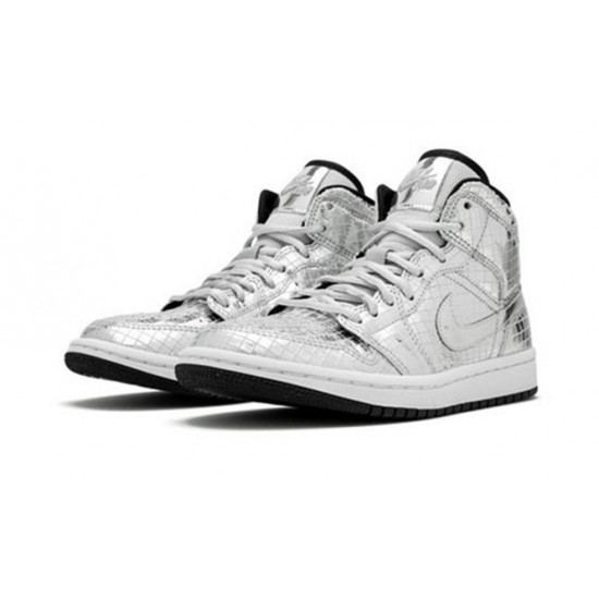 Kicksonfire Air Jordan 1 Mid Disco ball METALLIC SILVER CU9304 001