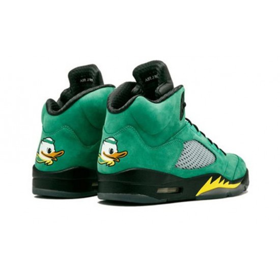 Kicksonfire Air Jordan 5 Retro Oregon Ducks BLACK/YELLOW STRIKE-AP GREEN BLACK 454803 535