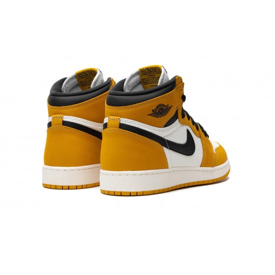 Nike Air Jordan 1 High GradeSchool Yellow Ochre Black FD1437-701 Shoes