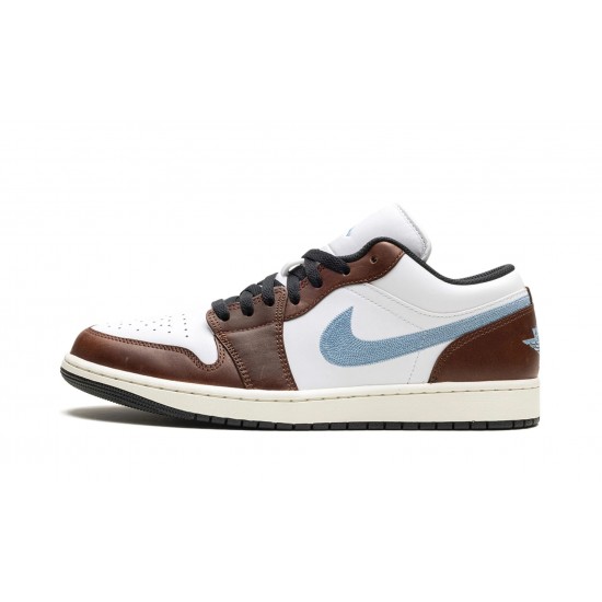 Nike Air Jordan 1 Low Mens Embroidered Swoosh - Mocha FQ7832-142 Shoes