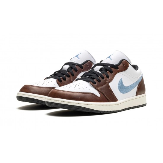 Nike Air Jordan 1 Low Mens Embroidered Swoosh - Mocha FQ7832-142 Shoes