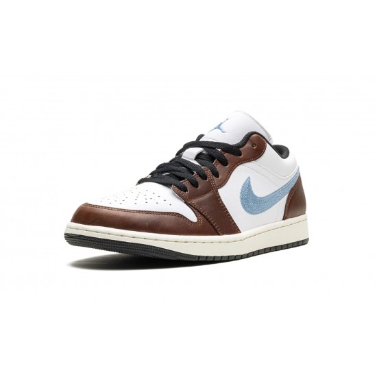 Nike Air Jordan 1 Low Mens Embroidered Swoosh - Mocha FQ7832-142 Shoes